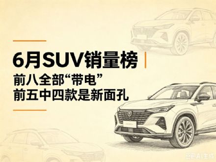 6月SUV零售销量排行榜 26款车破万 新能源揽前八